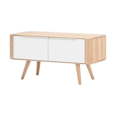 Ena storage bench houten opbergbankje whitewash - 90 x 42 cm
