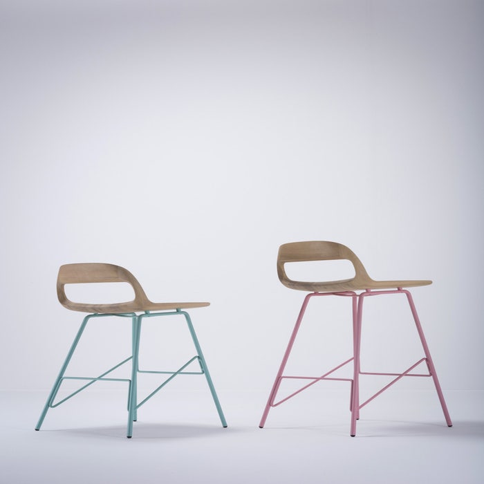 Leina bar chair - barkruk met houten zitting en groen onderstel - 65 cm - kookeiland kruk - keuken