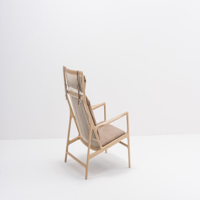Dedo lounge chair whitewash eiken - dakar leather stone zitting - bruine - beige - loungestoel - scandinavisch