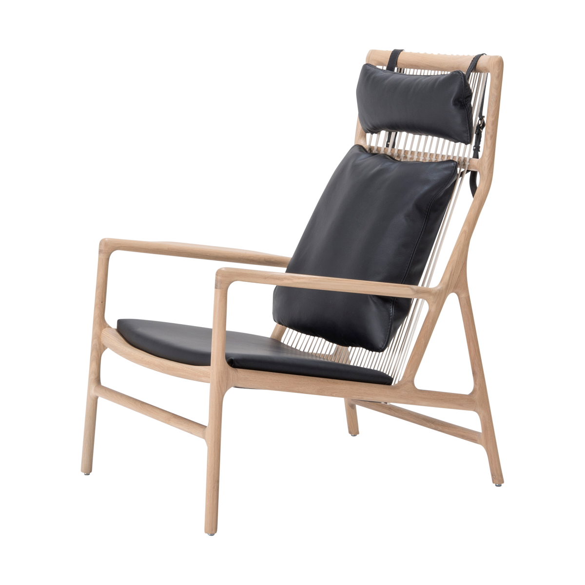 Dedo lounge chair whitewash eiken - dakar leather black zitting 