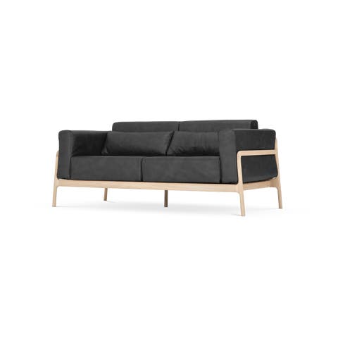 Fawn sofa 2 seater bank dakar leather black 0500 - 180 cm