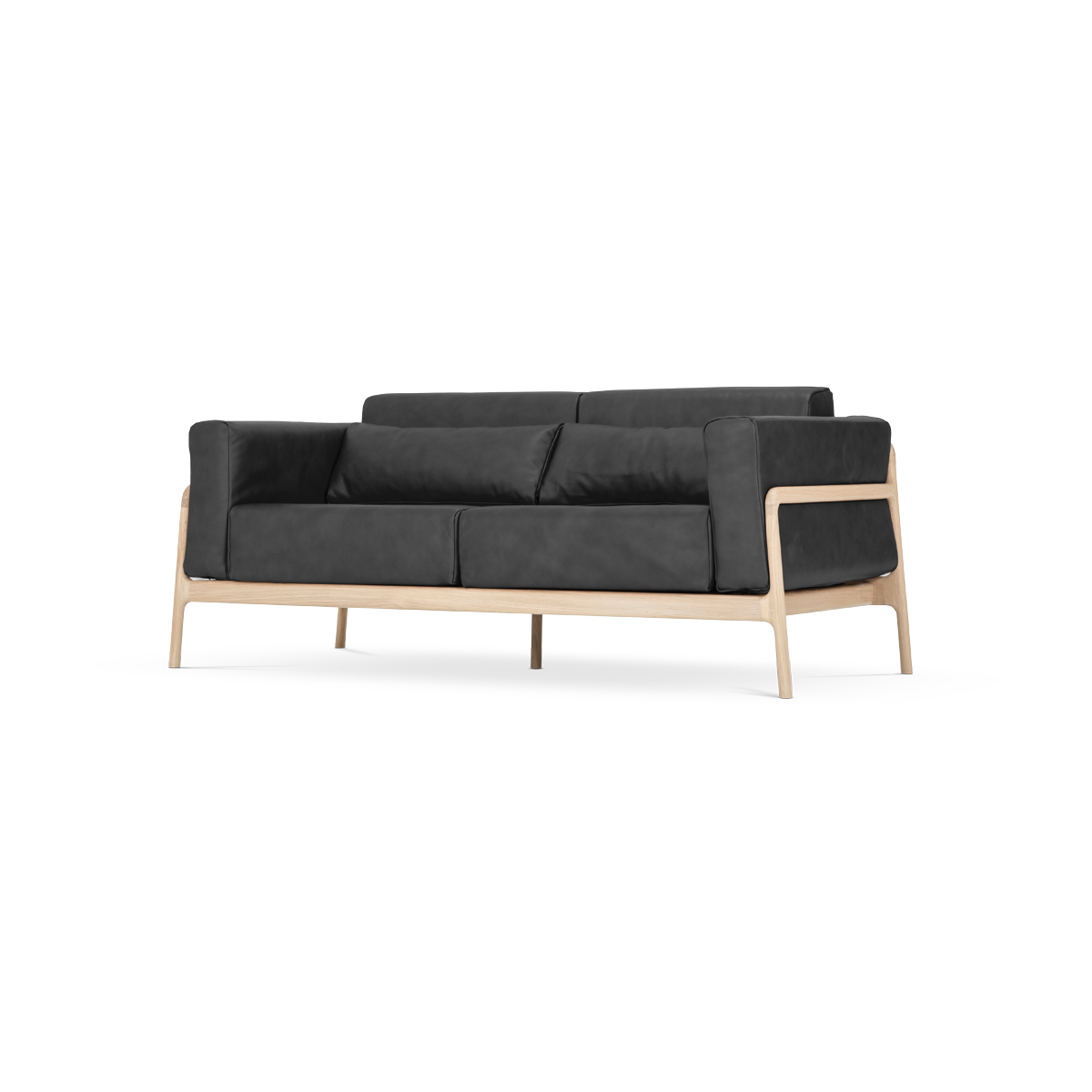 Fawn sofa 2 seater bank dakar leather black 0500 - 180 cm
