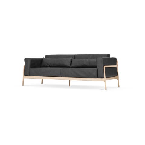 Fawn sofa 3 seater bank dakar leather black 0500 - 210 cm