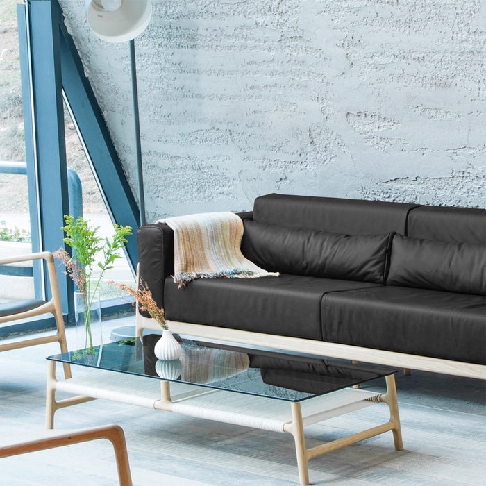 Fawn sofa 3 seater bank dakar leather black 0500 - 210 cm - 3 zitsbank - zwarte - lederen