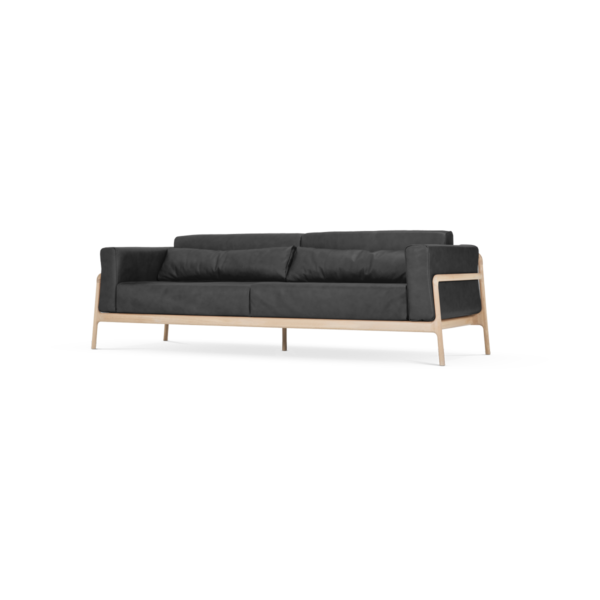 Fawn sofa 3 plus seater bank dakar leather black 0500 - 240 cm