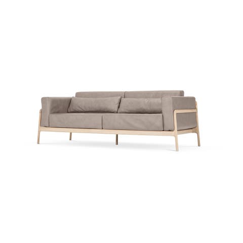 Fawn sofa 3 seater bank dakar leather stone 1436 - 210 cm