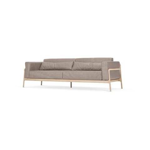 Fawn sofa 3 plus seater bank dakar leather stone 1436 - 240 cm