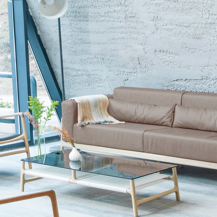Fawn sofa 3 plus seater bank dakar leather stone 1436 - 240 cm - 4 zits bank - leer - beige - lichtbruine