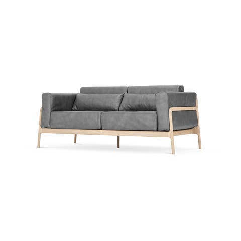 Fawn sofa 2 seater bank dakar leather grey 1258 - 180 cm