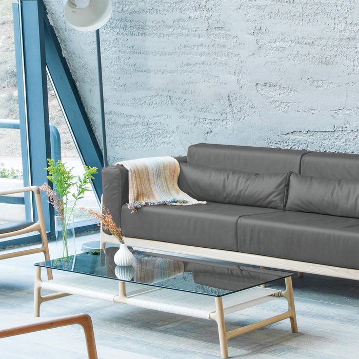 Fawn sofa 2 seater bank dakar leather grey 1258 - 180 cm - tweezitsbank - grijze - leren