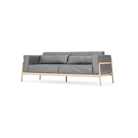 Fawn sofa 3 seater bank dakar leather grey 1258 - 210 cm