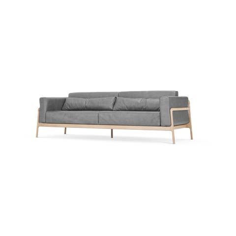 Fawn sofa 3 plus seater bank dakar leather grey 1258 - 240 cm