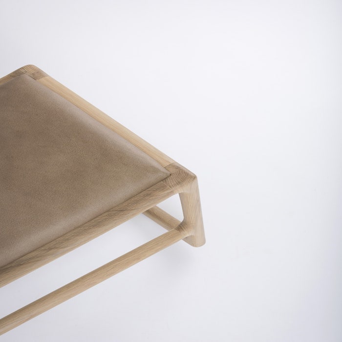 Dedo footstool - whitewash voetenbank met dakar leather stone - leren - fauteuil - laag - design - binnen - dakar leather