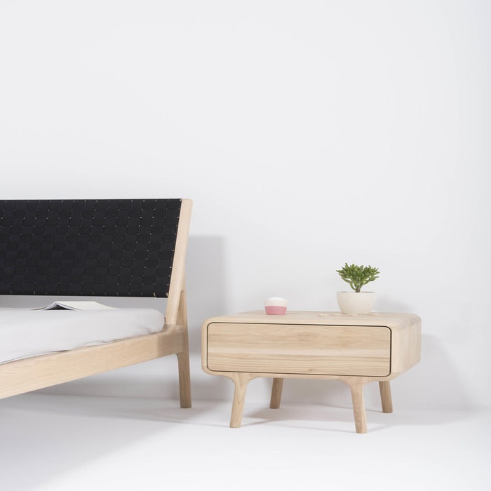 Fawn bed deep frame - Houten bed whitewash met cotton webbing black 4555 - 180 x 200 