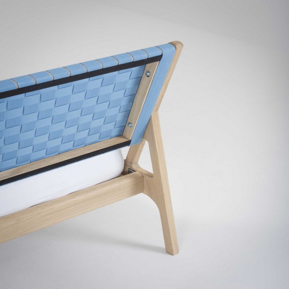 Fawn bed deep frame - Houten bed whitewash met cotton webbing blue 4581 - 180 x 200 