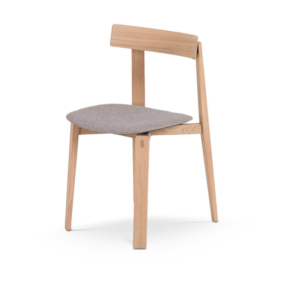 Nora chair houten eetkamerstoel whitewash - met lichtgrijs kussen