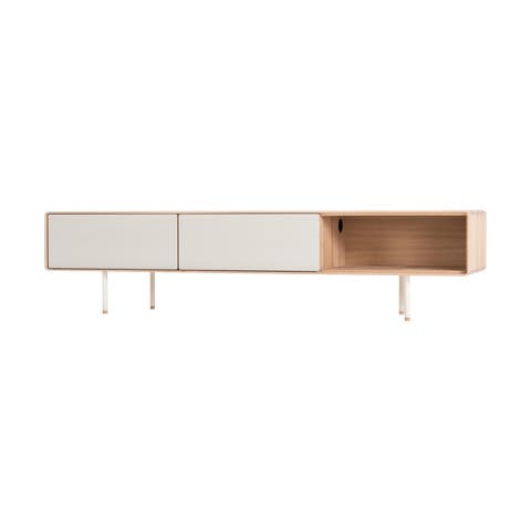 Fina lowboard houten tv meubel linoleum mushroom - 200 x 45 cm