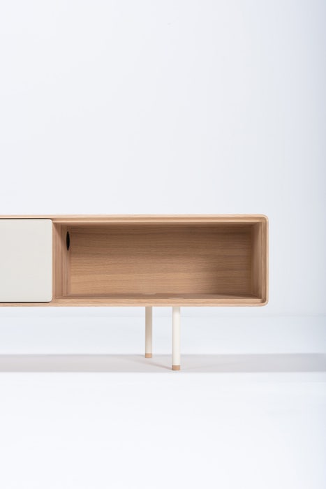 Fina lowboard houten tv meubel linoleum mushroom - 200 x 45 cm - room wit - whitewash - scandinavisch - dressoir