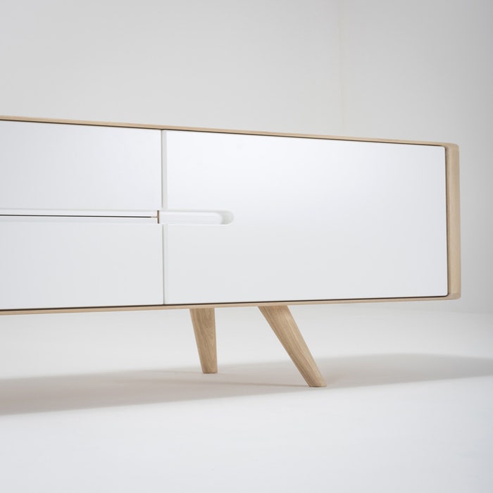 Ena sideboard houten dressoir whitewash - 180 cm - kast - eiken - retro