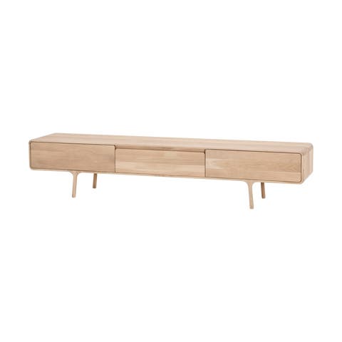 Fawn lowboard 3 drawers houten tv meubel whitewash - 220 x 45 cm