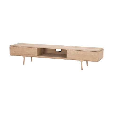 Fawn lowboard 2 drawers houten tv meubel whitewash - 220 x 45 cm