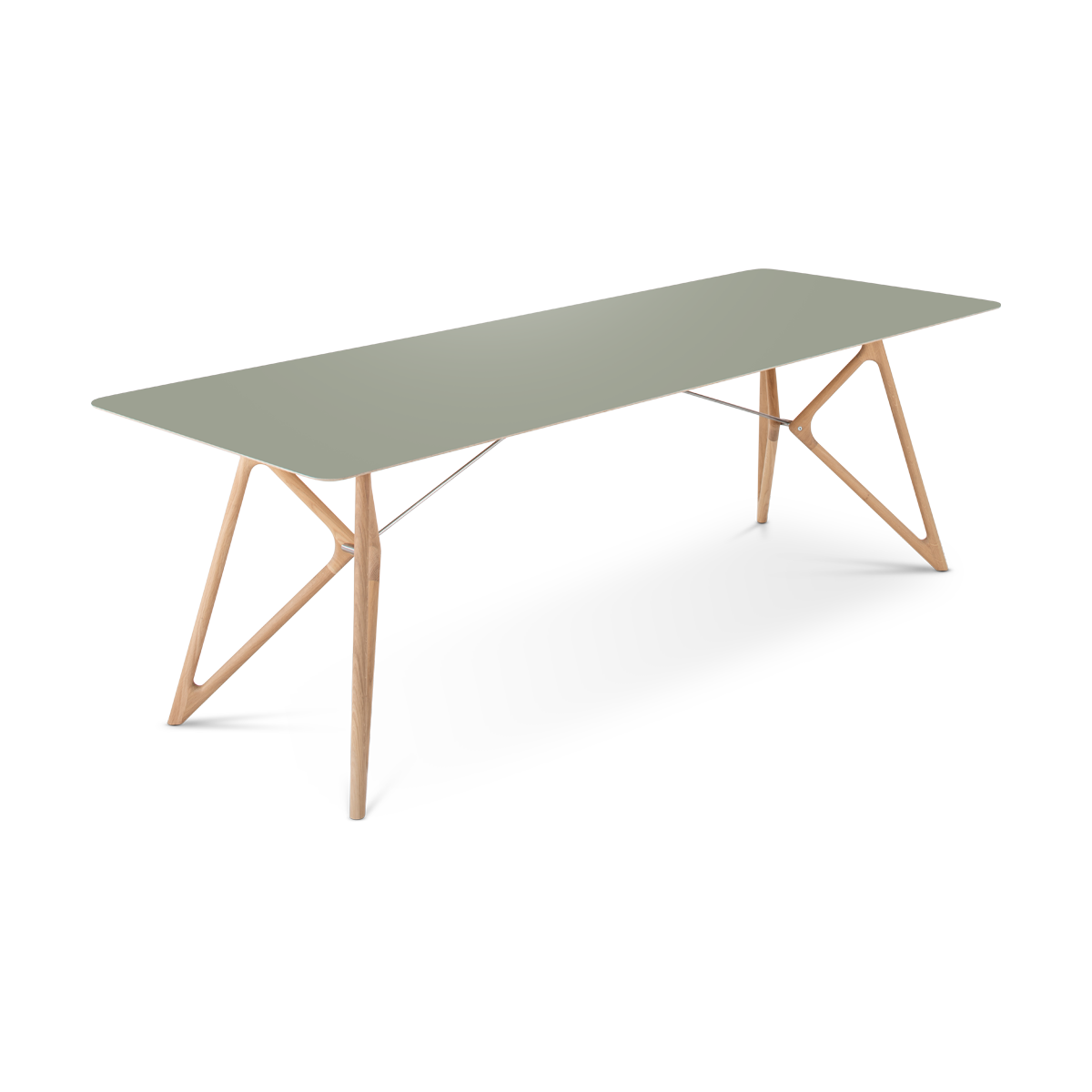 Tink table houten eettafel whitewash - met linoleum tafelblad dark olive - 240 x 90 cm