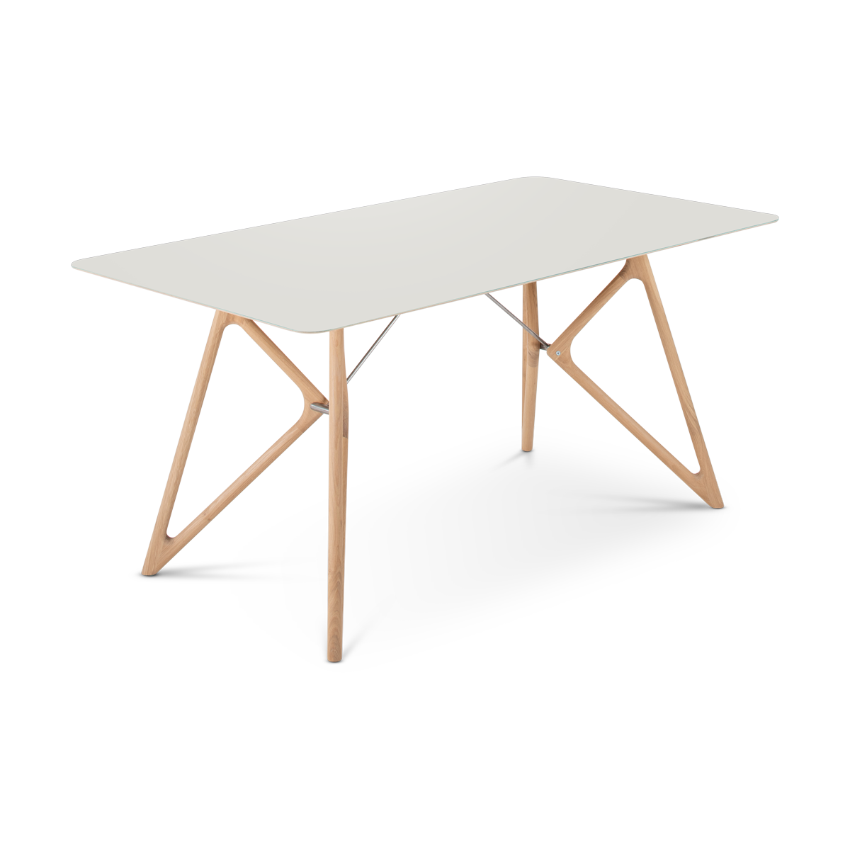 Tink table houten eettafel whitewash - met linoleum tafelblad mushroom - 160 x 90 cm