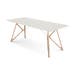 Tink table houten eettafel whitewash - met linoleum tafelblad mushroom - 180 x 90 cm