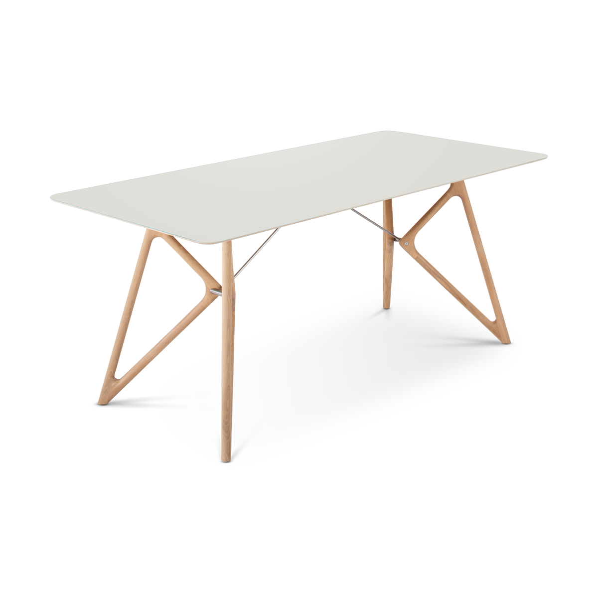 Tink table houten eettafel whitewash - met linoleum tafelblad mushroom - 180 x 90 cm