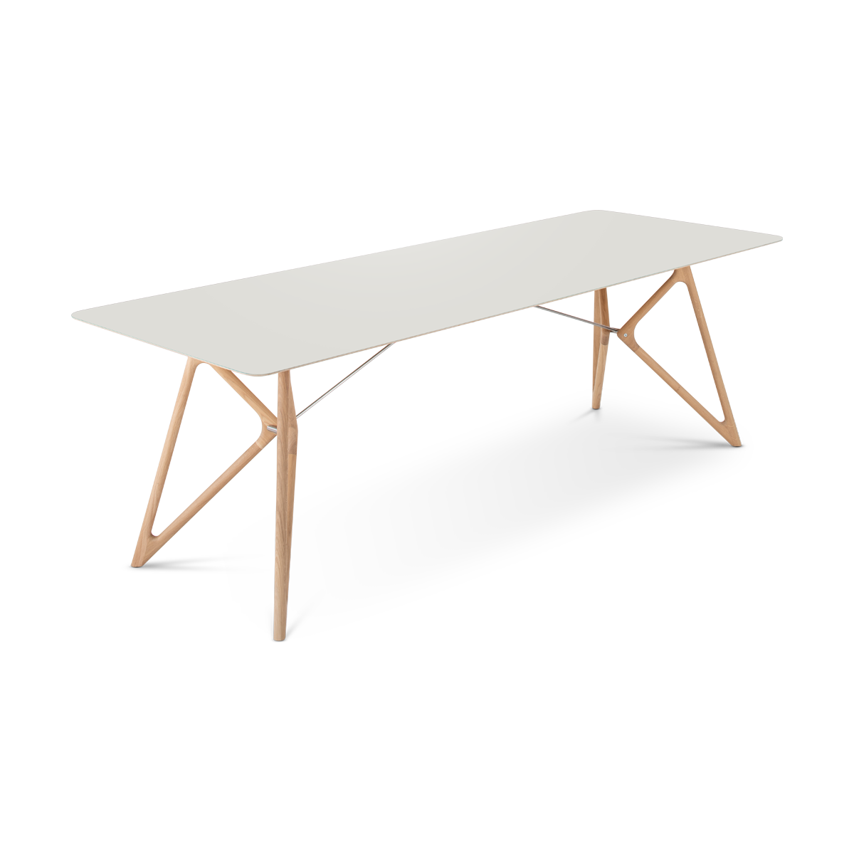 Tink table houten eettafel whitewash - met linoleum tafelblad mushroom - 240 x 90 cm