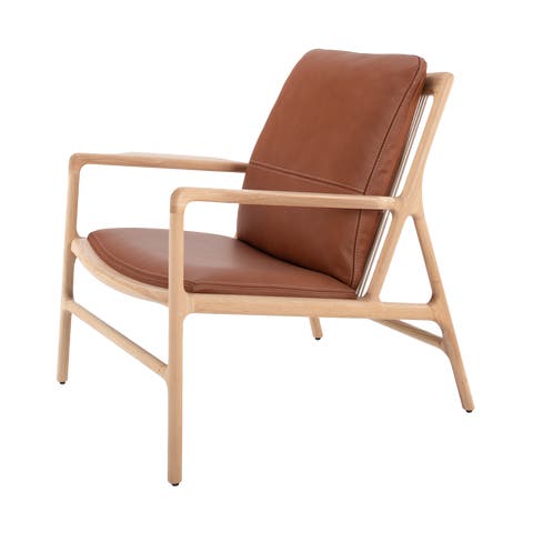 Dedo easy chair whitewash - dakar leather whisky zitting