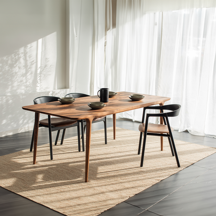 Fawn table houten eettafel wild walnut - 200 x 90 cm - tafel - eetkamertafel - 6 persoons - rechthoekig -  japandi - donkerbruin - bruin - donker houten