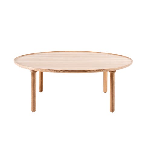 Mu coffee table houten salontafel whitewash - Ø 100 cm