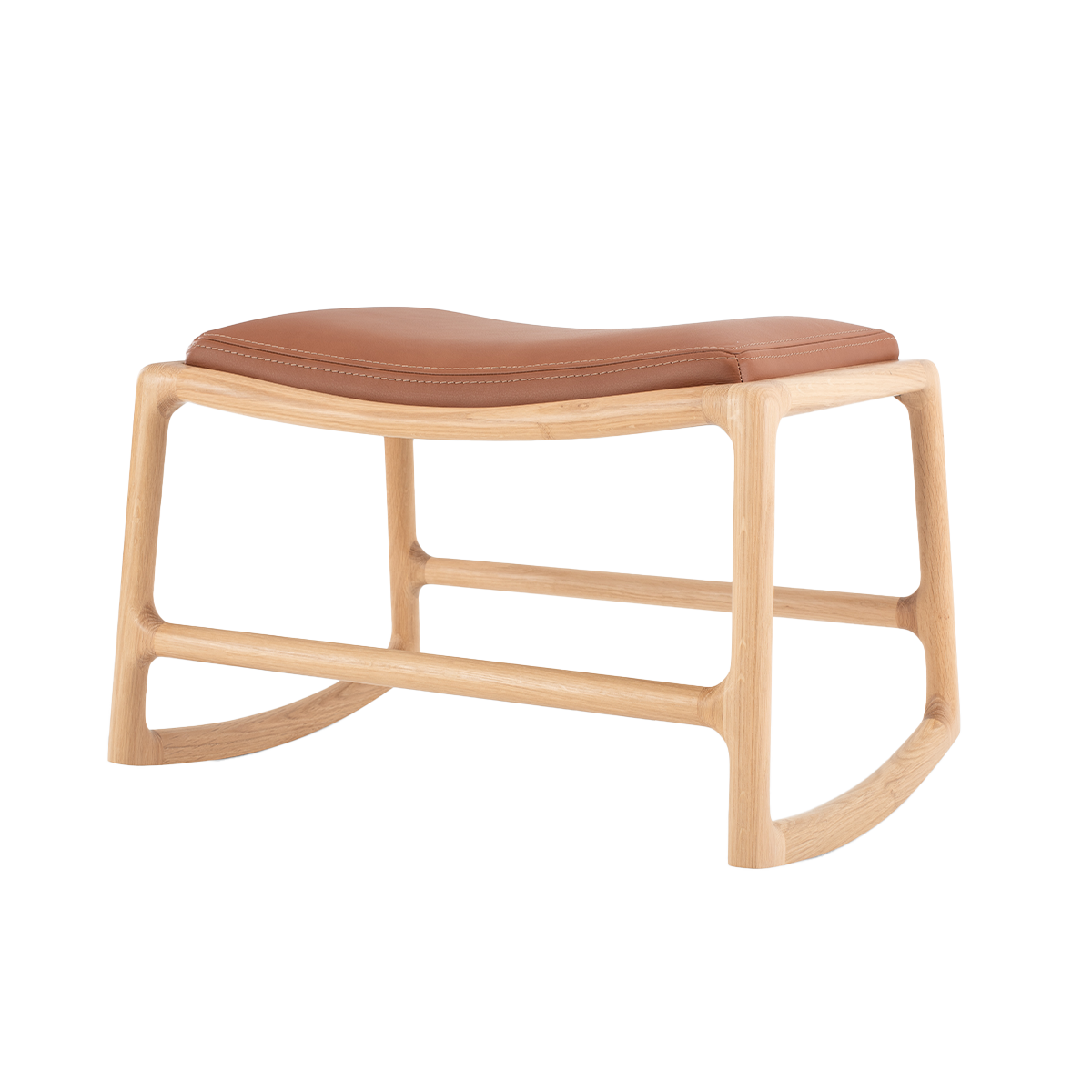 Dedo footstool - whitewash voetenbank met dakar leather whisky