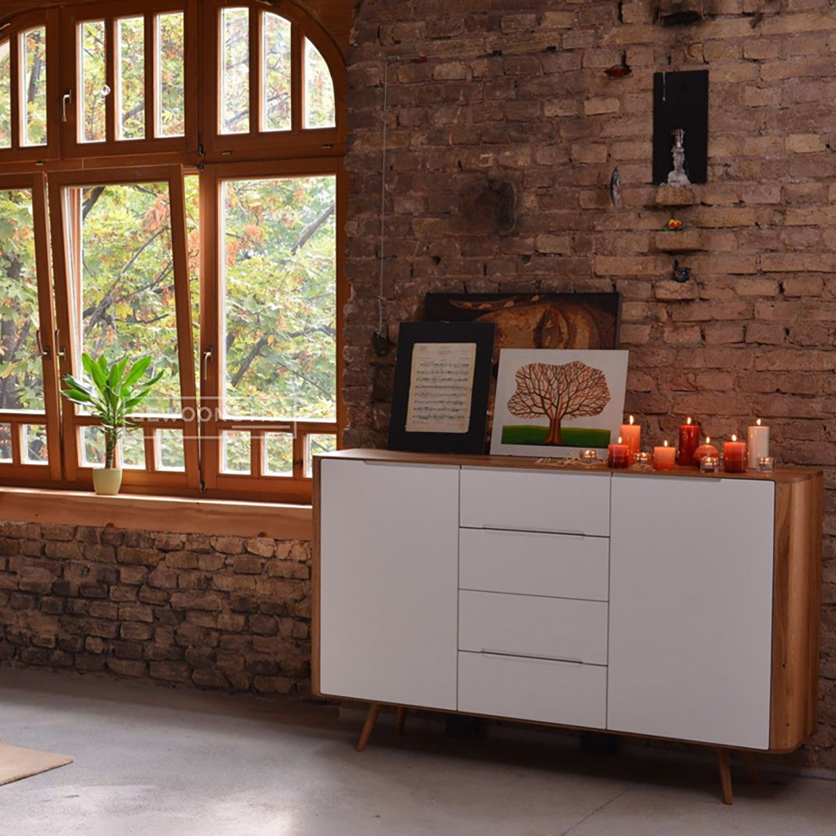 Ena dresser 135 houten ladekast naturel - 135 x 110 cm - kast - ladekast  - scandinavisch - 180 breed - ronde hoeken