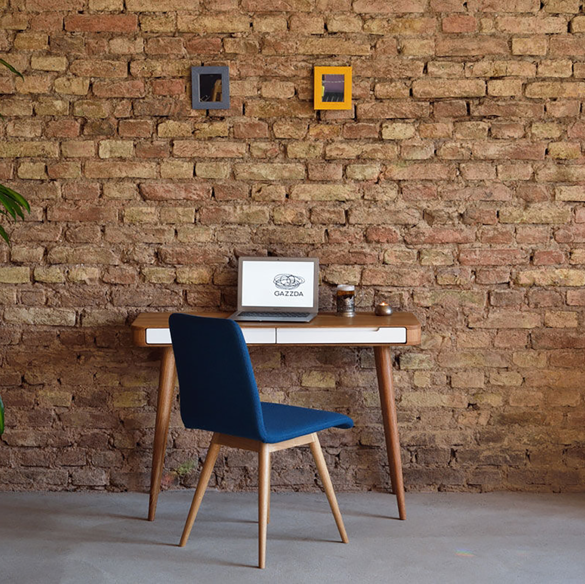 Ena dressing table houten kaptafel naturel - 110 x 42 cm - buro - werkplek - 2 lades