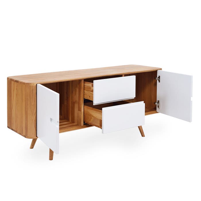 Ena sideboard houten dressoir naturel - 135 cm - hardwax oil natural - eikenhout - retro - kast