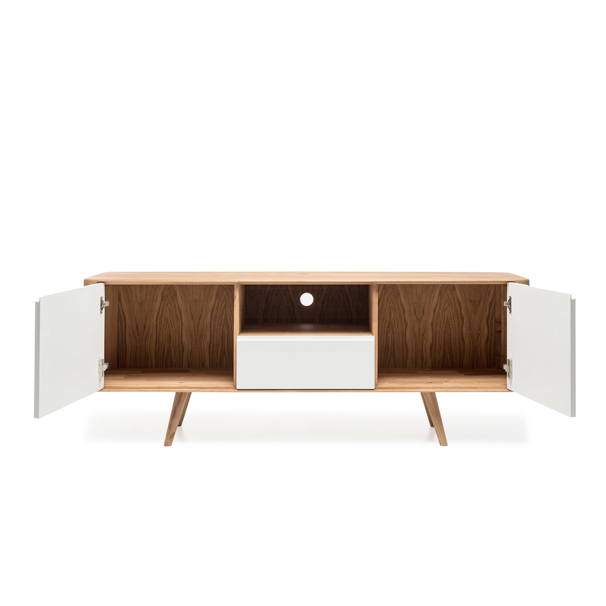 Ena tv sideboard 160 houten tv meubel naturel - 160 x 42 cm - open vak - opbergkast - televisie