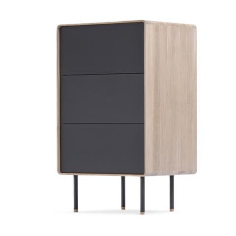 Fina drawer houten ladekast whitewash - met linoleum nero - 60 x 100 cm