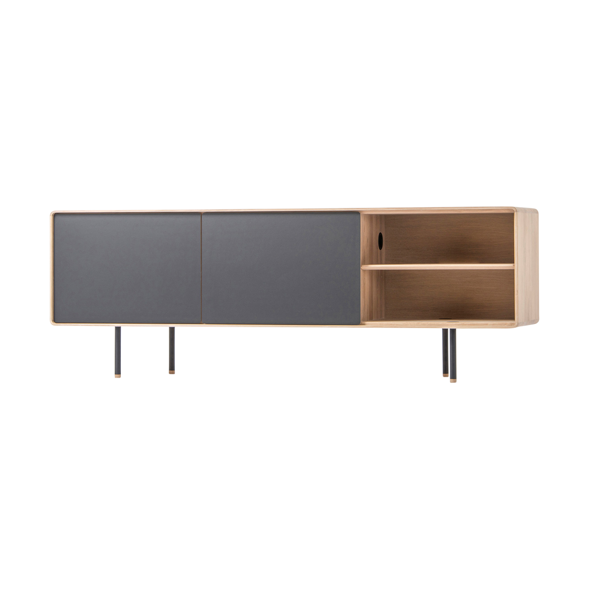 Fina sideboard houten dressoir linoleum nero whitewash - 180 x 45 cm
