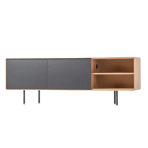 Fina sideboard houten dressoir naturel - met nero linoleum - 180 x 45 cm
