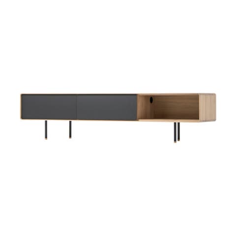 Fina lowboard houten tv meubel linoleum nero whitewash - 200 x 45 cm