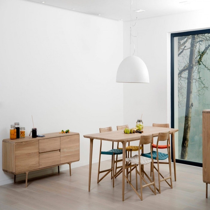 Fawn table houten eettafel naturel - 220 x 90 cm - tafel - eetkamertafel - 6 persoons - massief eiken - rechthoekig - scandinavisch