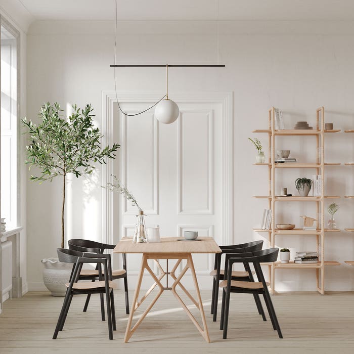 Tink table houten eettafel naturel - 200 x 90 cm - tafel - eetkamertafel - 6 persoons - massief eiken - rechthoekig - scandinavisch