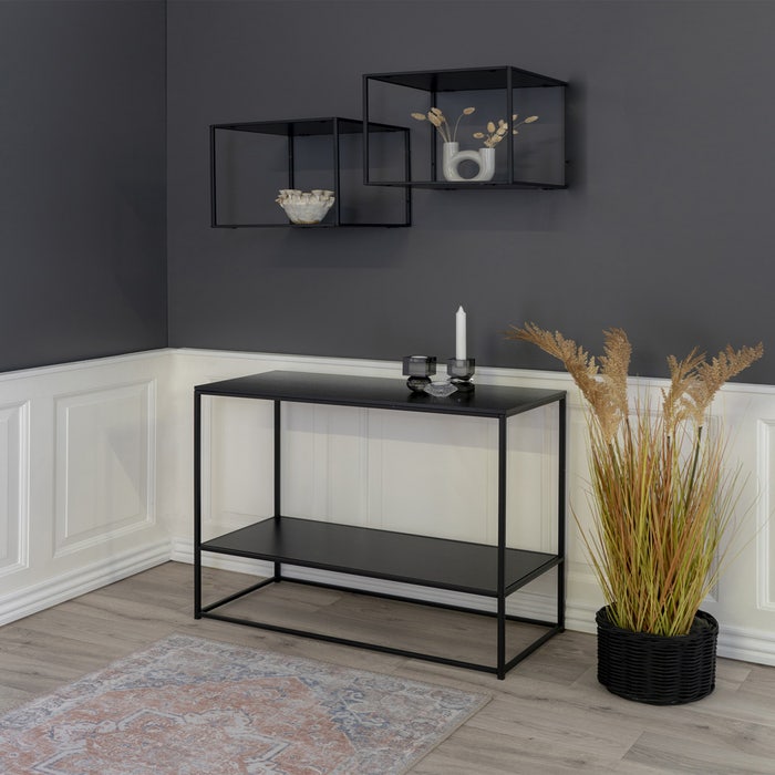 Karen metalen wandkubus zwart - 36 x 36 cm - wandrek