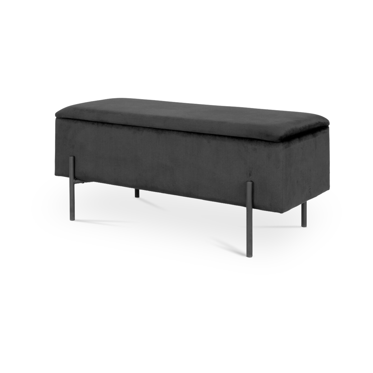 Marlou velvet bankje met opbergruimte zwart - 95 x 46 cm