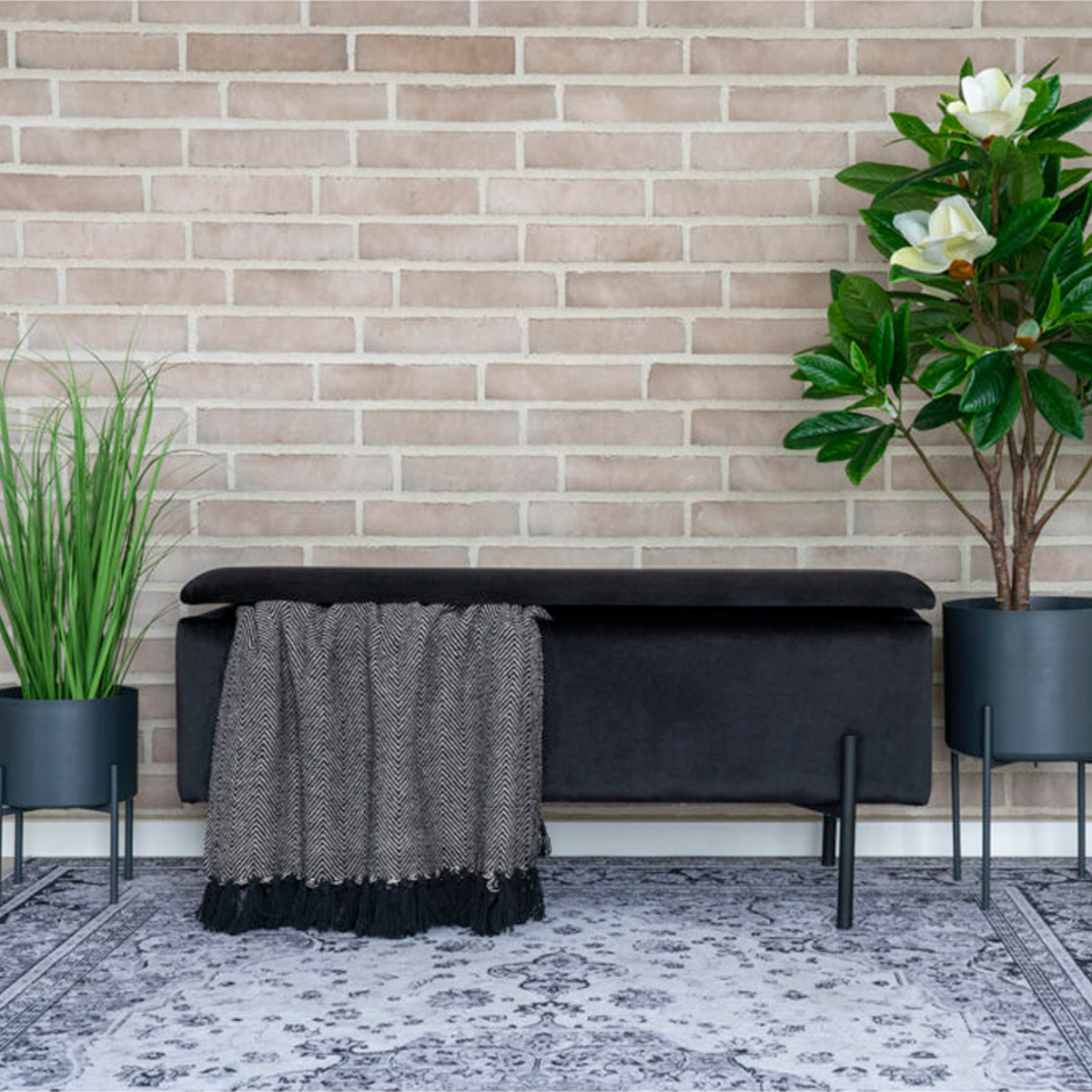 Marlou velvet bankje met opbergruimte zwart - 95 x 46 cm - fluwelen - eetbankje - met opbergruimte