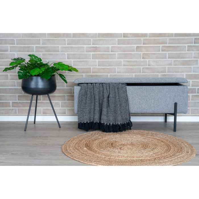 Marlou gestoffeerd bankje met opbergruimte lichtgrijs - 95 x 46 cm - eetkamerbank - stoffen - met opbergruimte