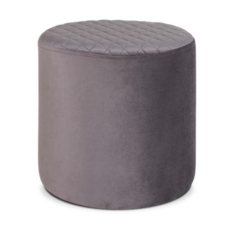 Jip velvet poef grijs - Ø 34 cm