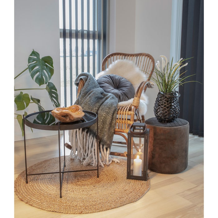 Jip velvet poef grijs - Ø 34 cm - fluwelen - kleine - stof - woonkamer - laag